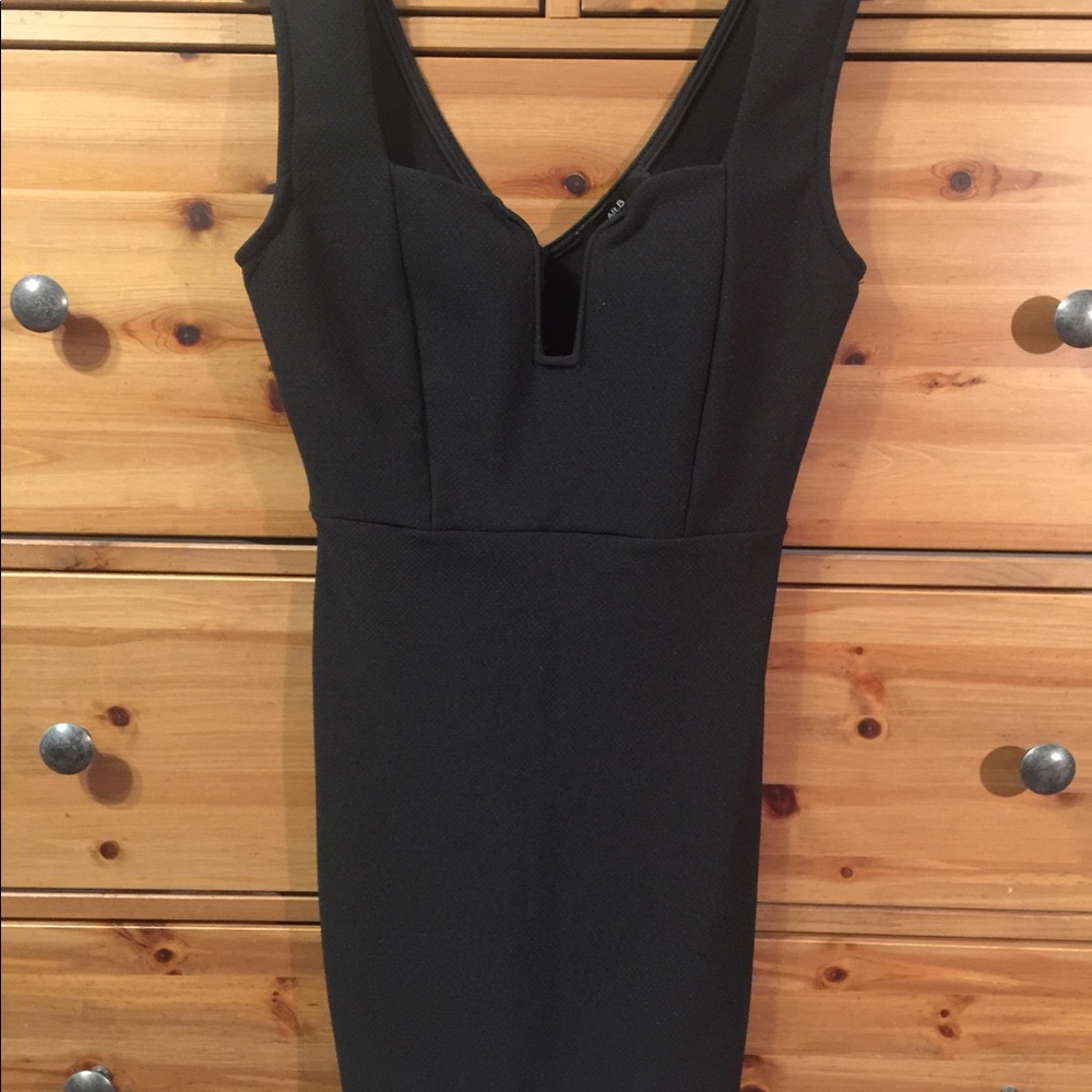 Alt. B Black Plunge Front V Back Dress  Size S